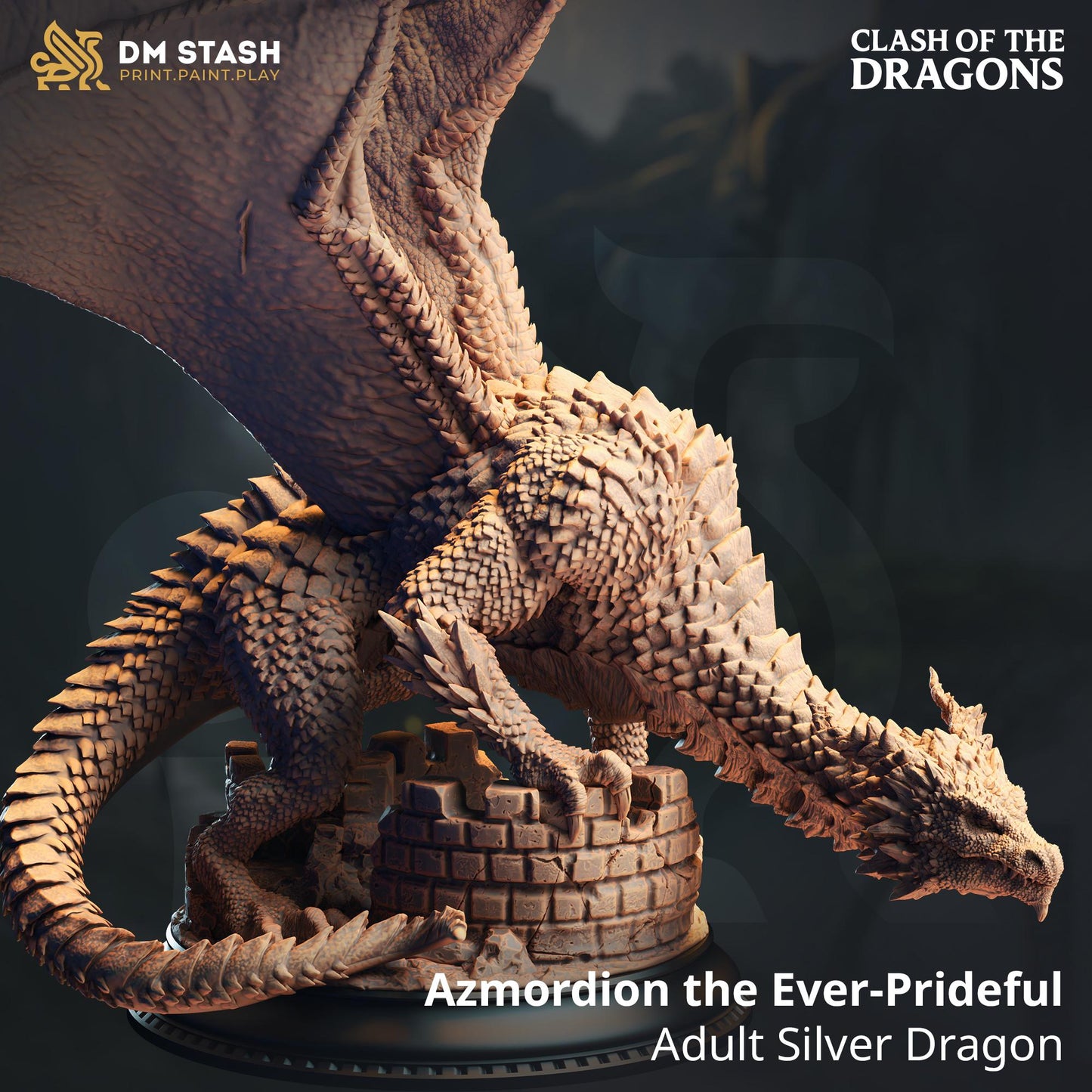 Adult Silver Dragon - Azmordion - DM Stash - Clash of the Dragon