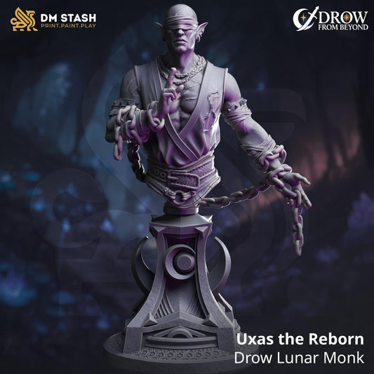 Uxas the Reborn - Drow Lunar Monk (Bust)  | DM Stash | Drow From Beyond