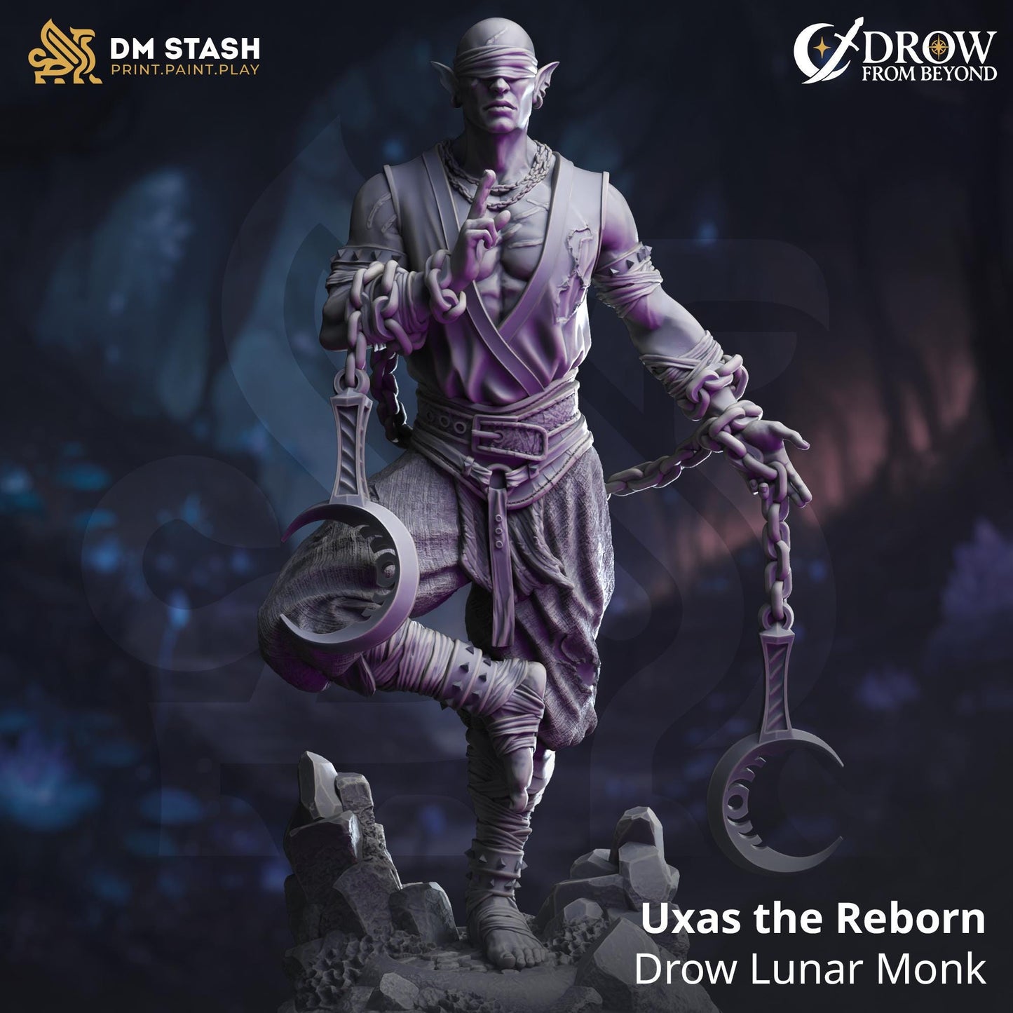 Uxas the Reborn - Drow Lunar Monk | DM Stash | Drow From Beyond