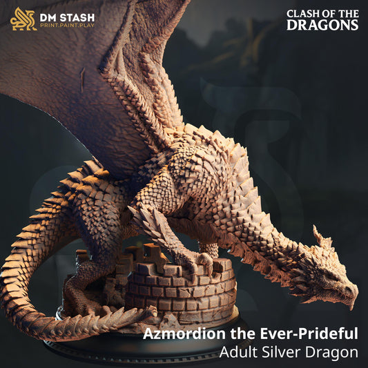 Adult Silver Dragon - Azmordion - DM Stash - Clash of the Dragon